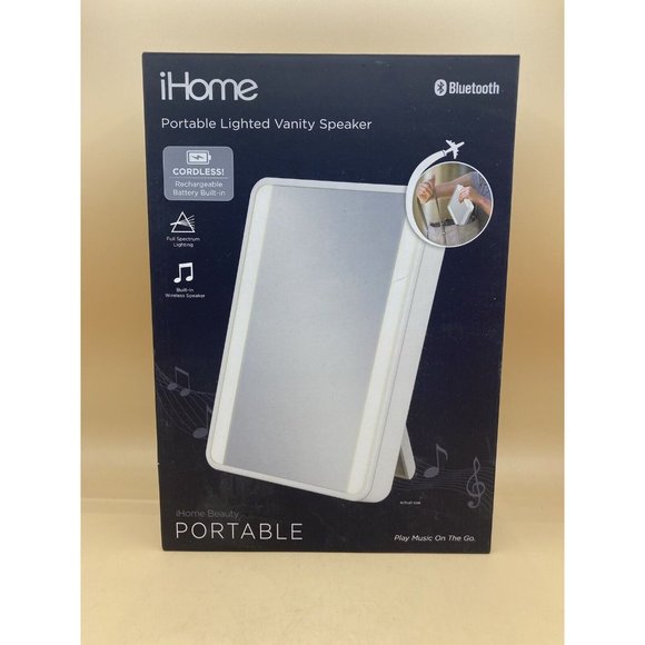 iHome Portable Vanity Mirror with Bluetooth Audio LED Lighting NEW - Picture 12 of 12